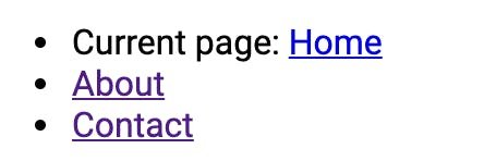 A screenshot of the Navbar. It is completely unstyled and looks like a bulleted list. The pages 