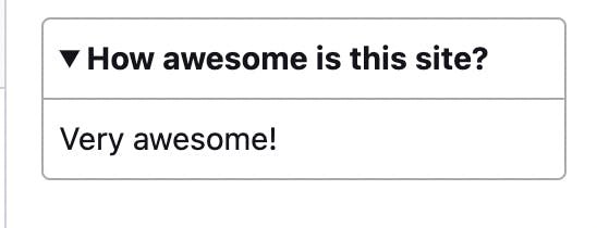 The result of the code above. When the question is clicked, the answer is revealed below it. When it