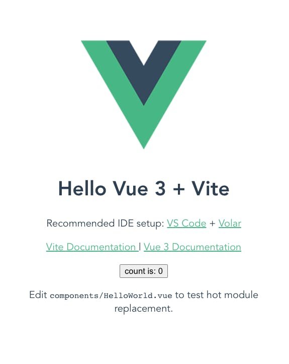 Screenshot of a Hello World Vue application. The text reads 
