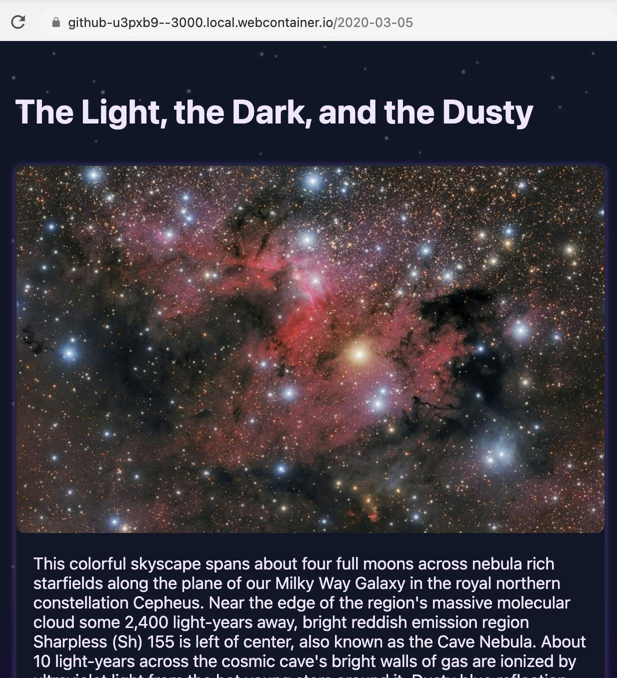 Screenshot: Here we see the Learn More route