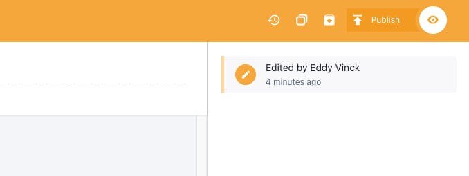 Screenshot of the Prismic interface showing the top right corner of the screen for editing a document. Here there is a 