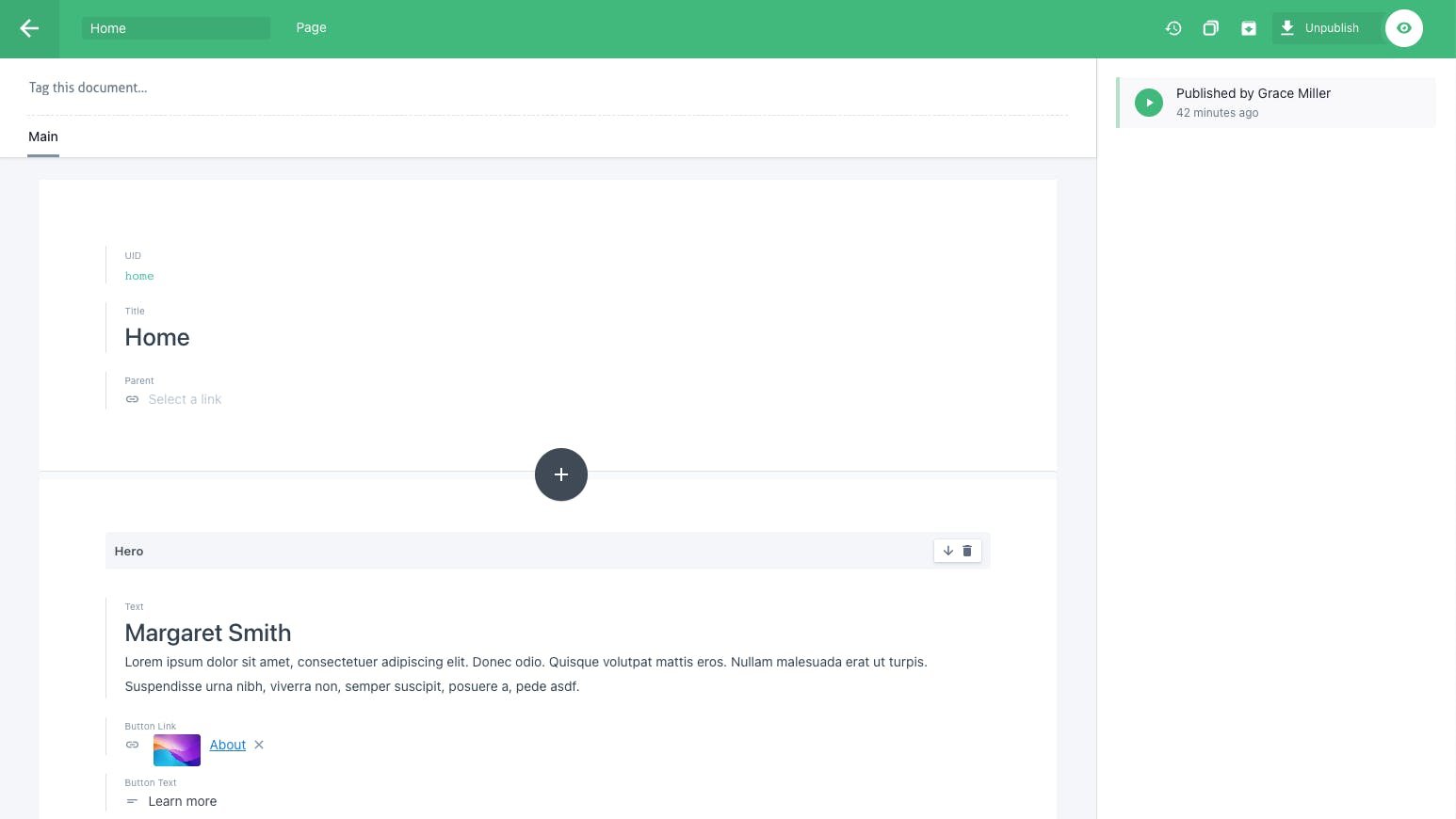 A screenshot of Prismic