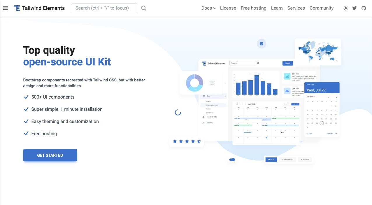 Tailwind Elements Tailwind CSS component library image.
