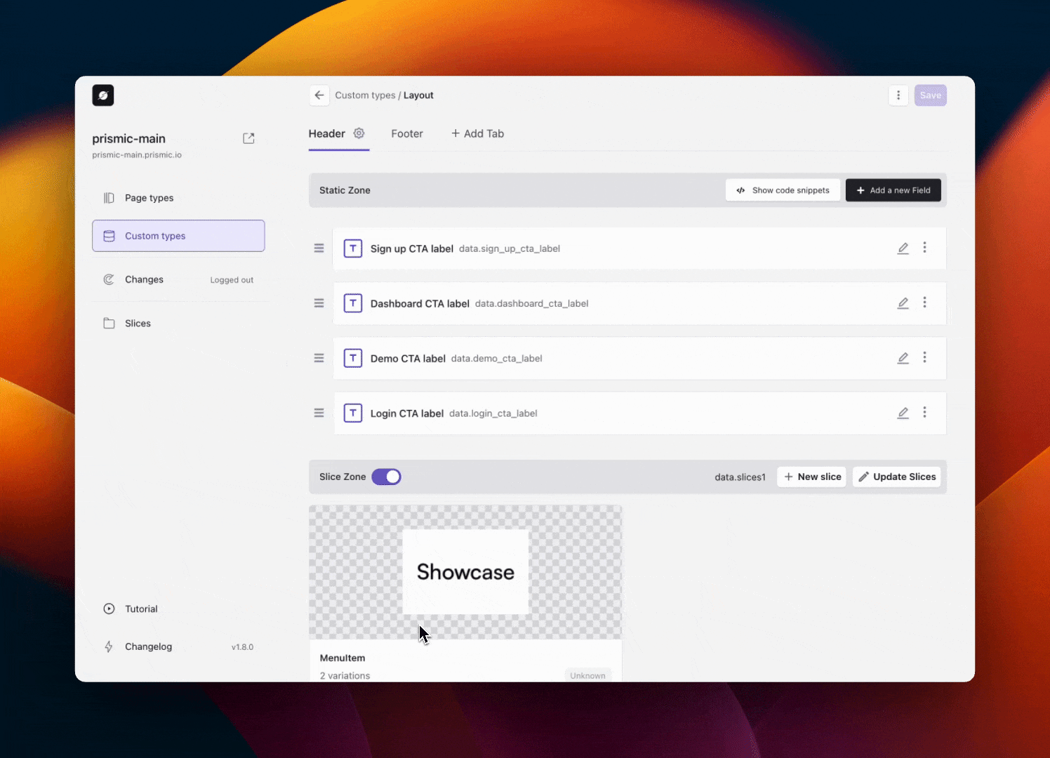 A GIF showing how to navigate back to the MenuItem Slice.