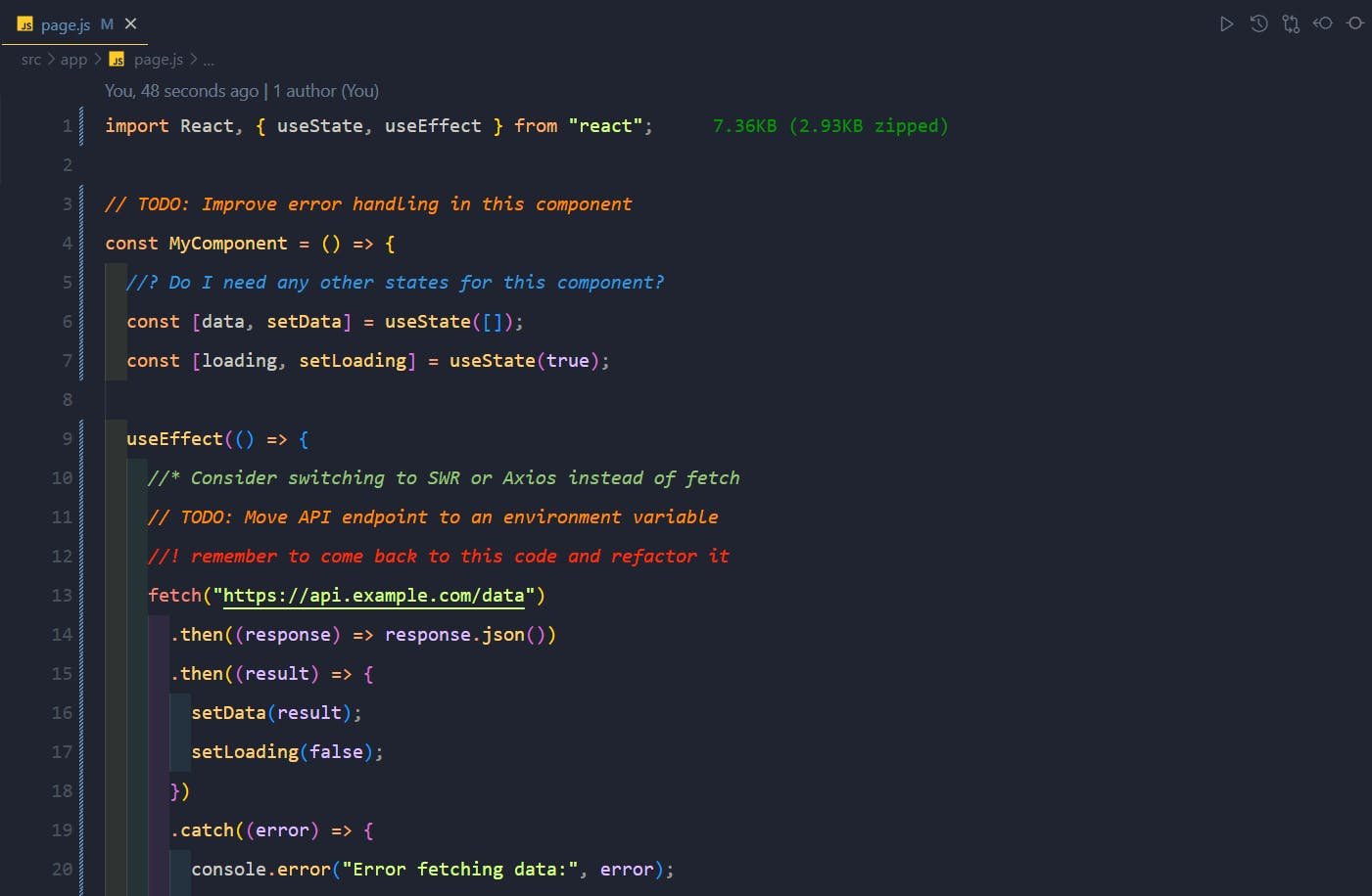 An image of better comments VSCode extension