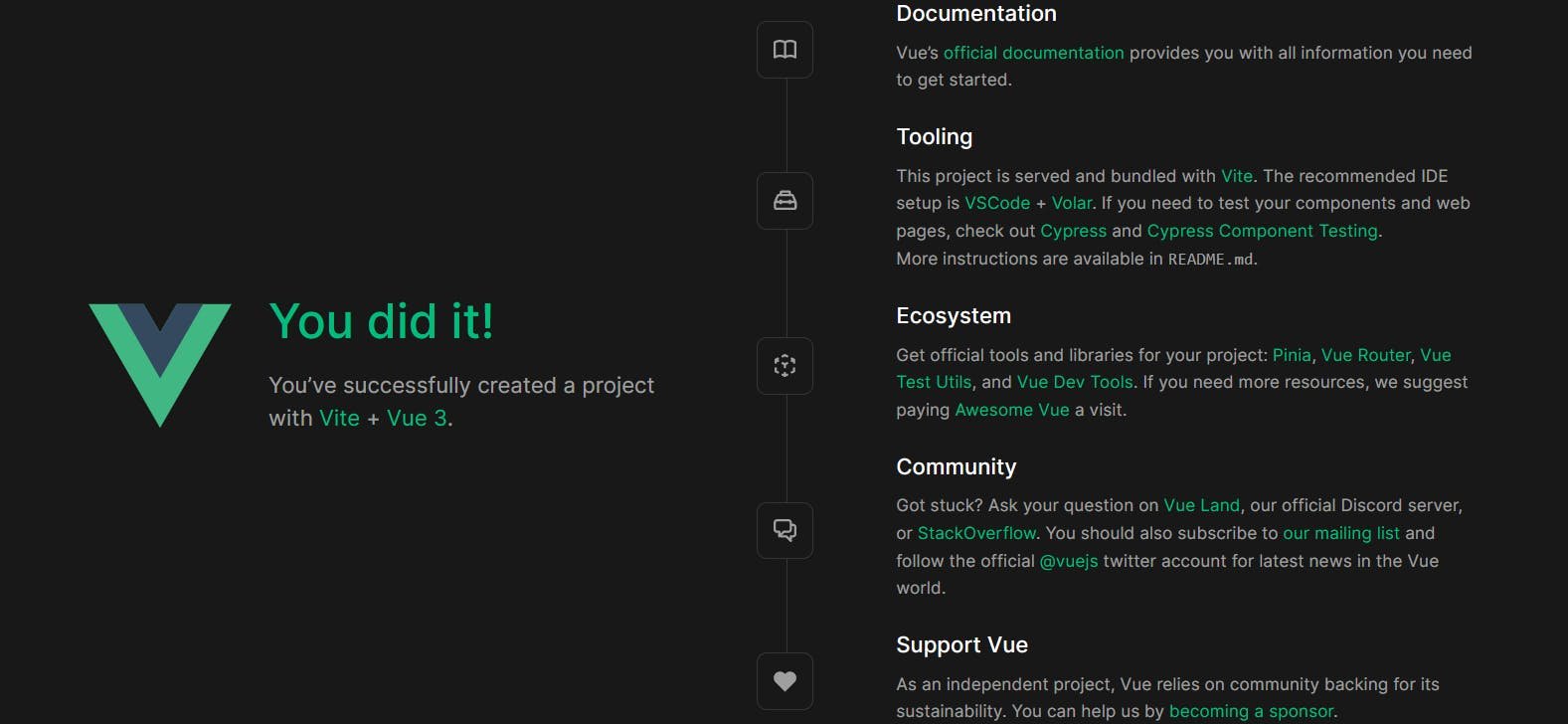 An image of the default app for Vue.
