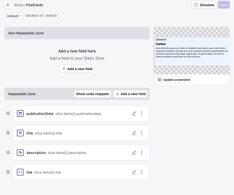 The Best Next.js CMS: Build and Scale Your Website Quickly An image of fields in Slice Machine.