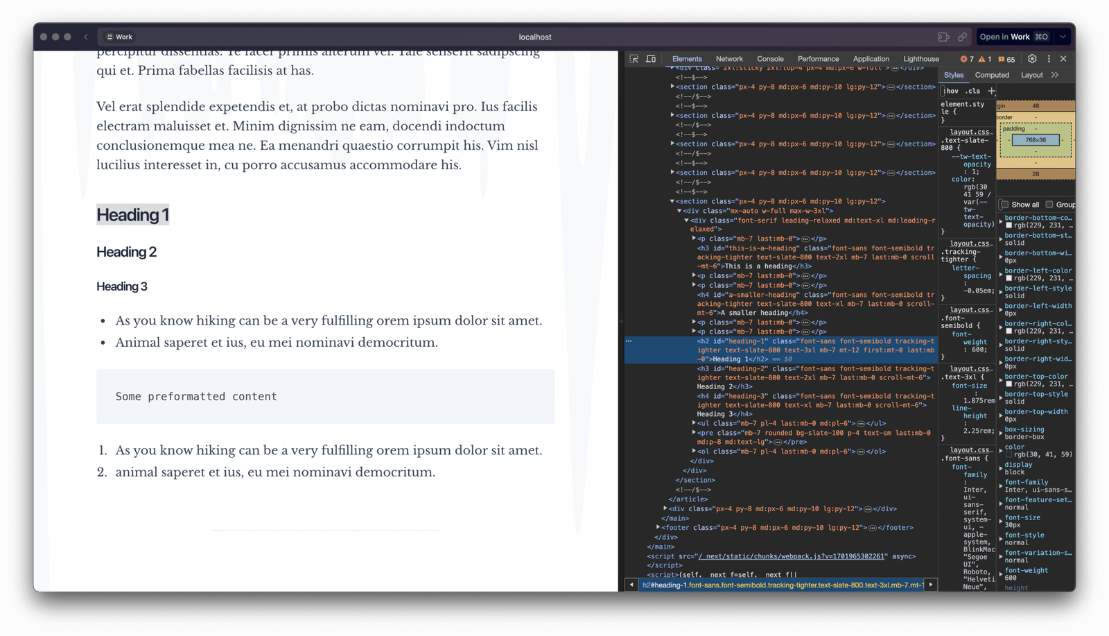 An image of the frontend and search console.
