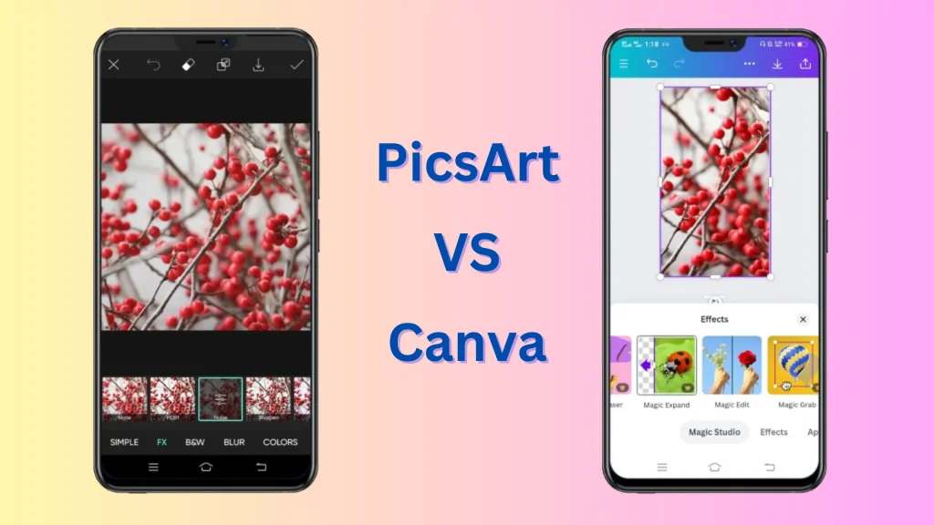 Comparison of Filters and effects between picsart and canva