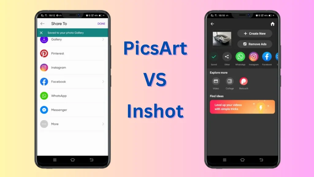 Picsart Vs Inshot Social media integration