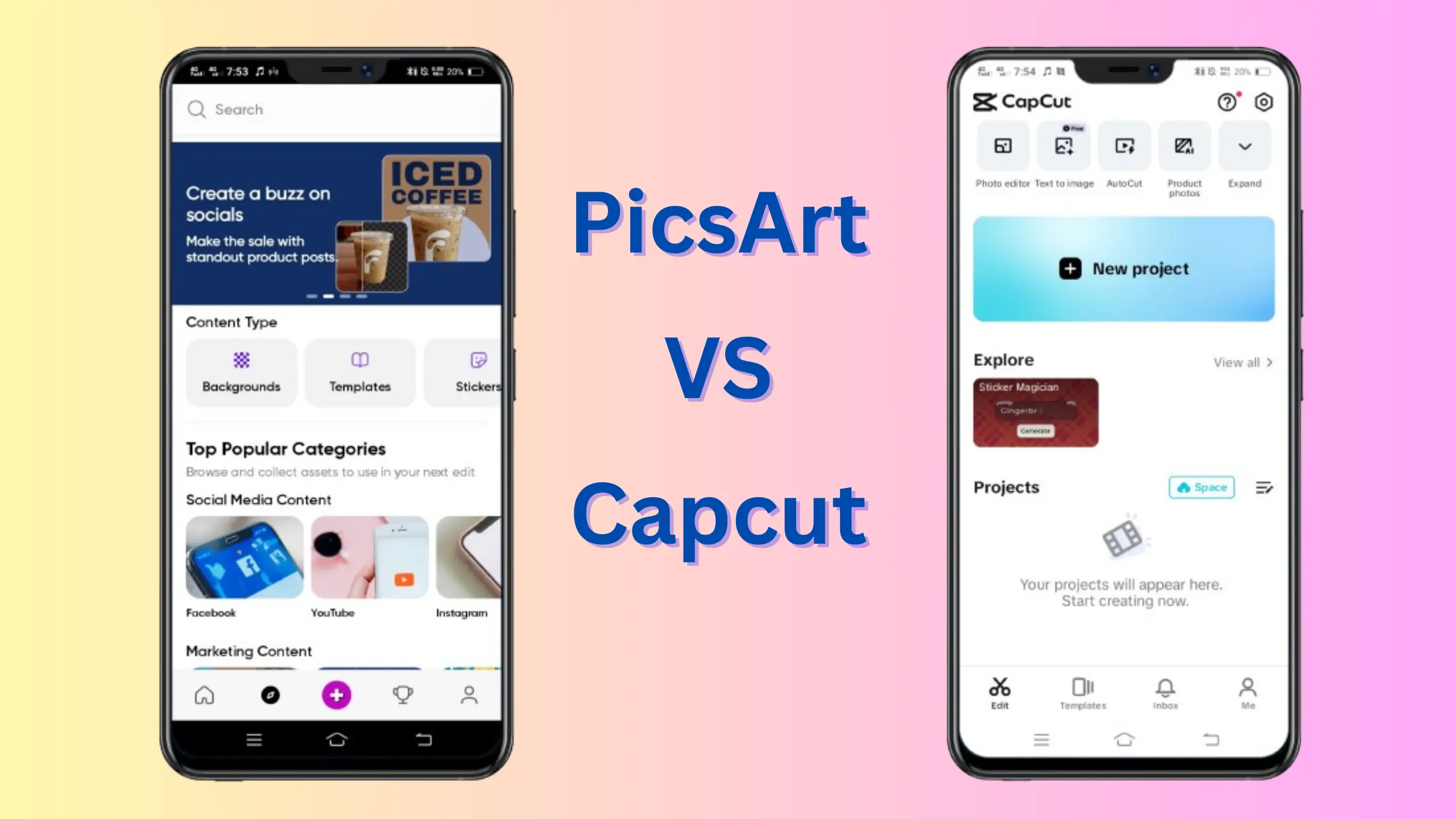 Picsart vs Capcut User Interface 