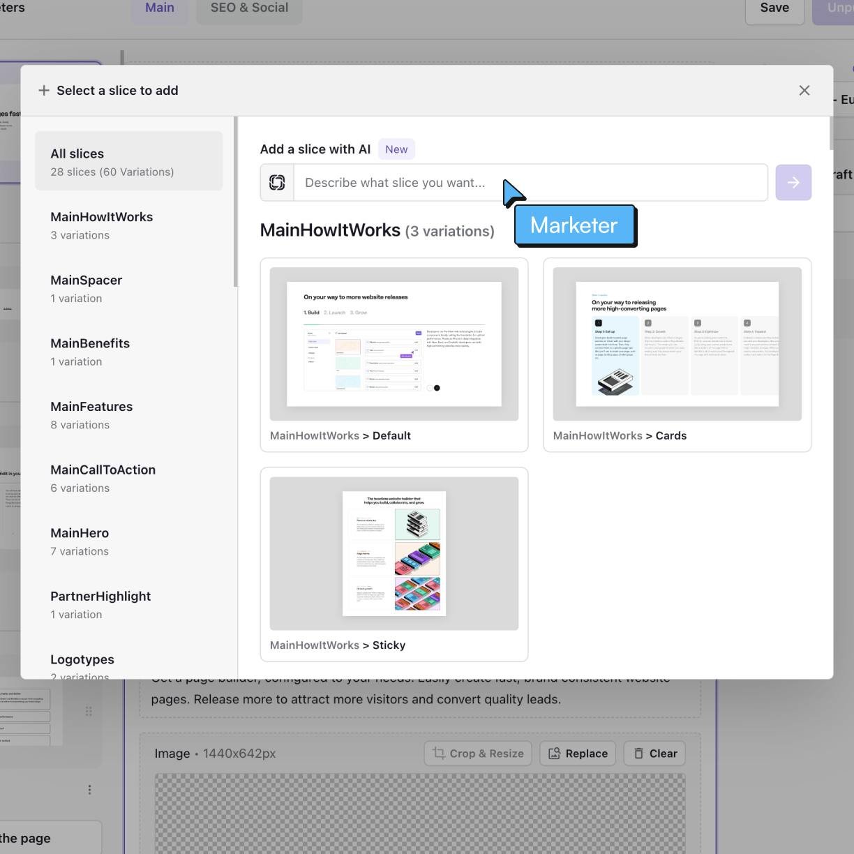 An image of Prompt to Slice Prismic feature.