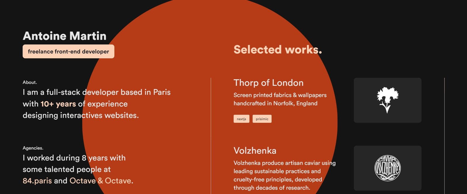 An image of Antoine Martin website,