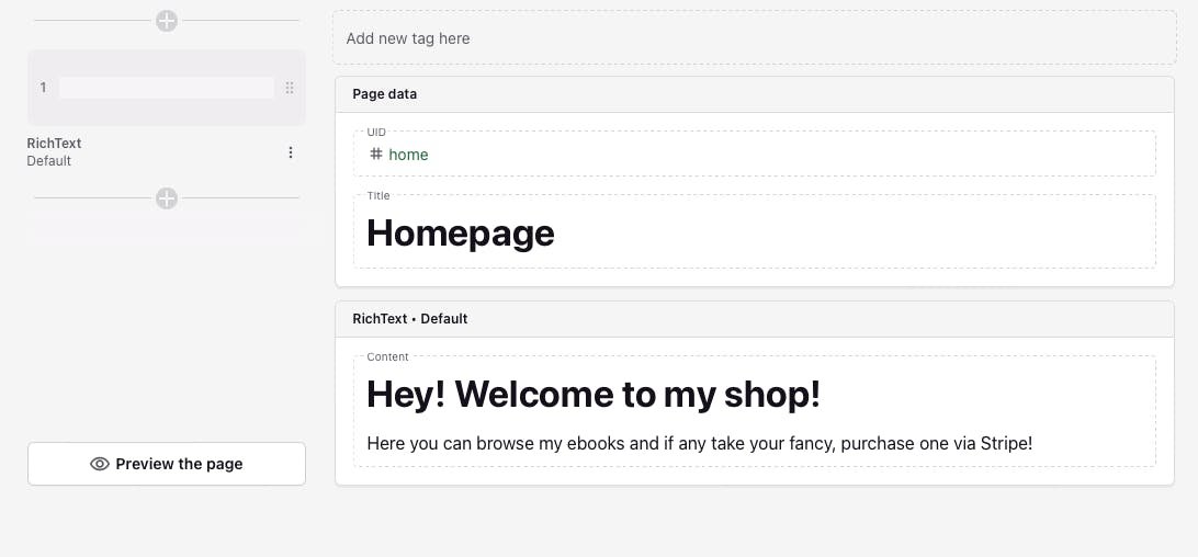 An image of content in Prismic.