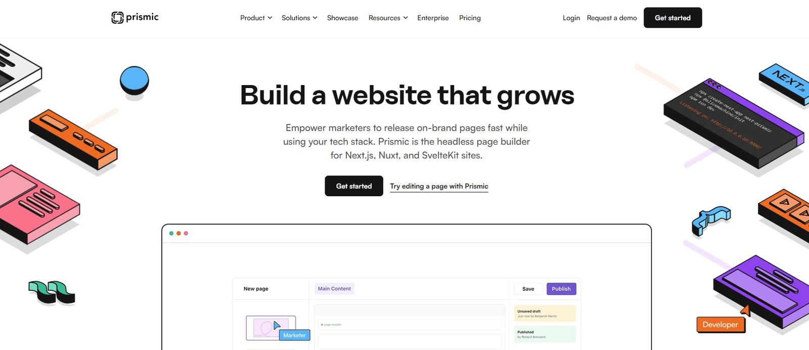 An image of Prismic website after redesign.