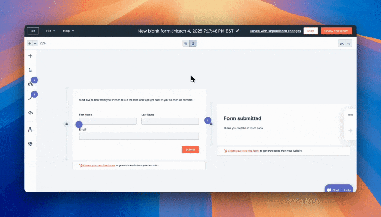 A GIF of customizing a HubSpot form