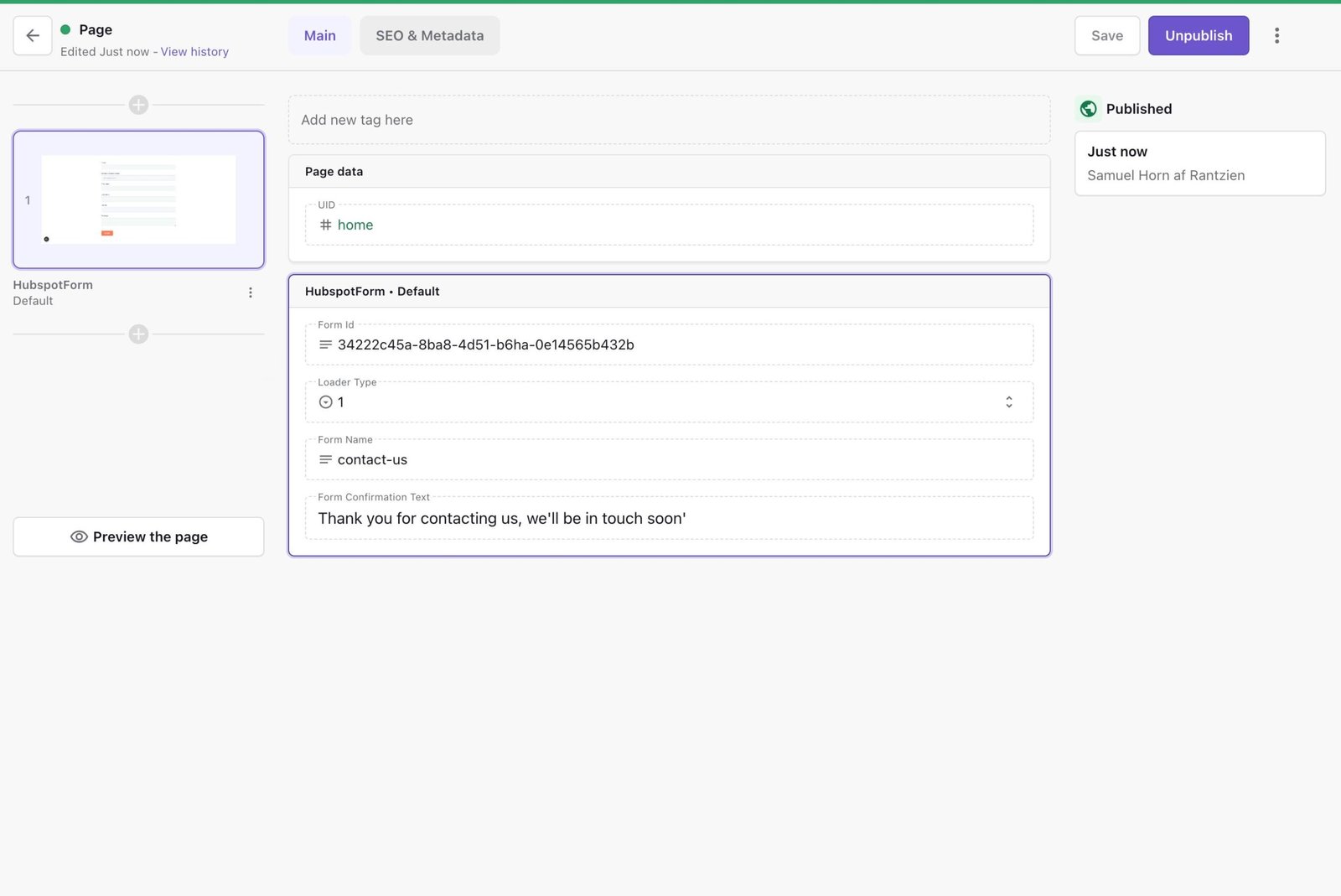 An image of our slice in the Page Builder