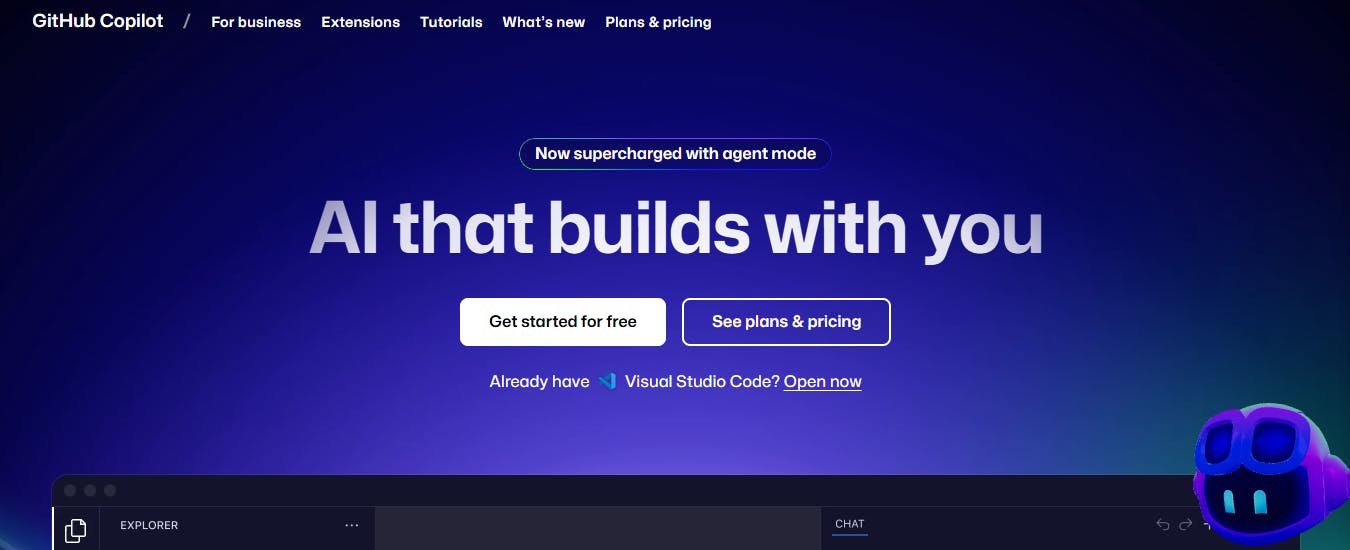 Image of GitHub Copilot website