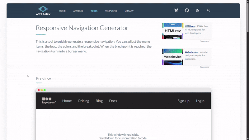 Responsive navigation GIF