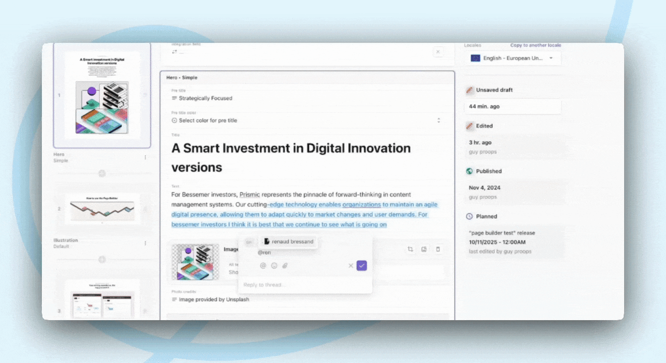 A GIF of commenting feature