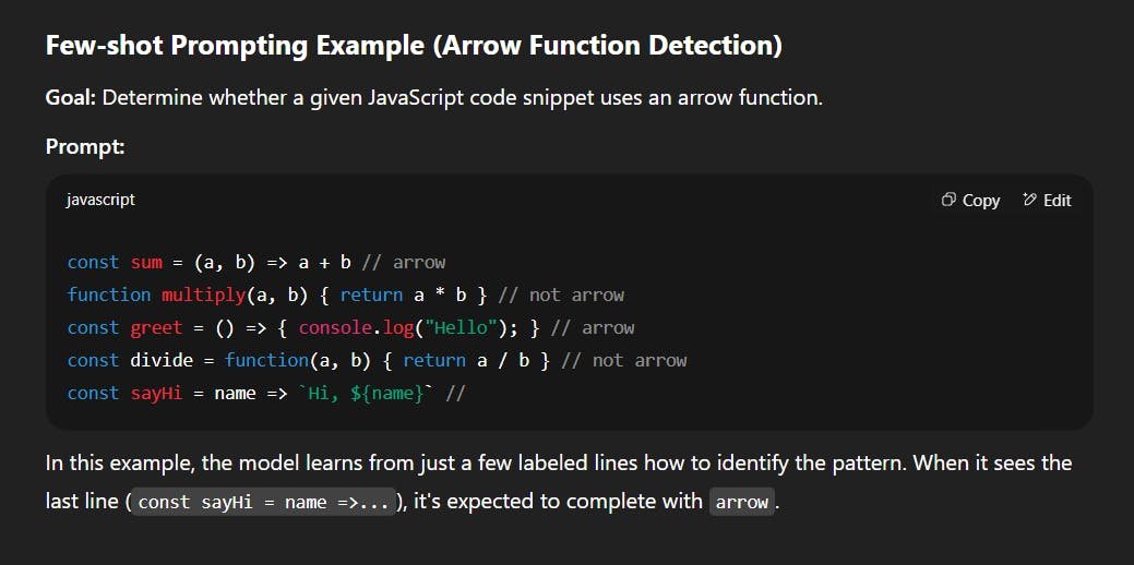 An image of one or few shot prompting