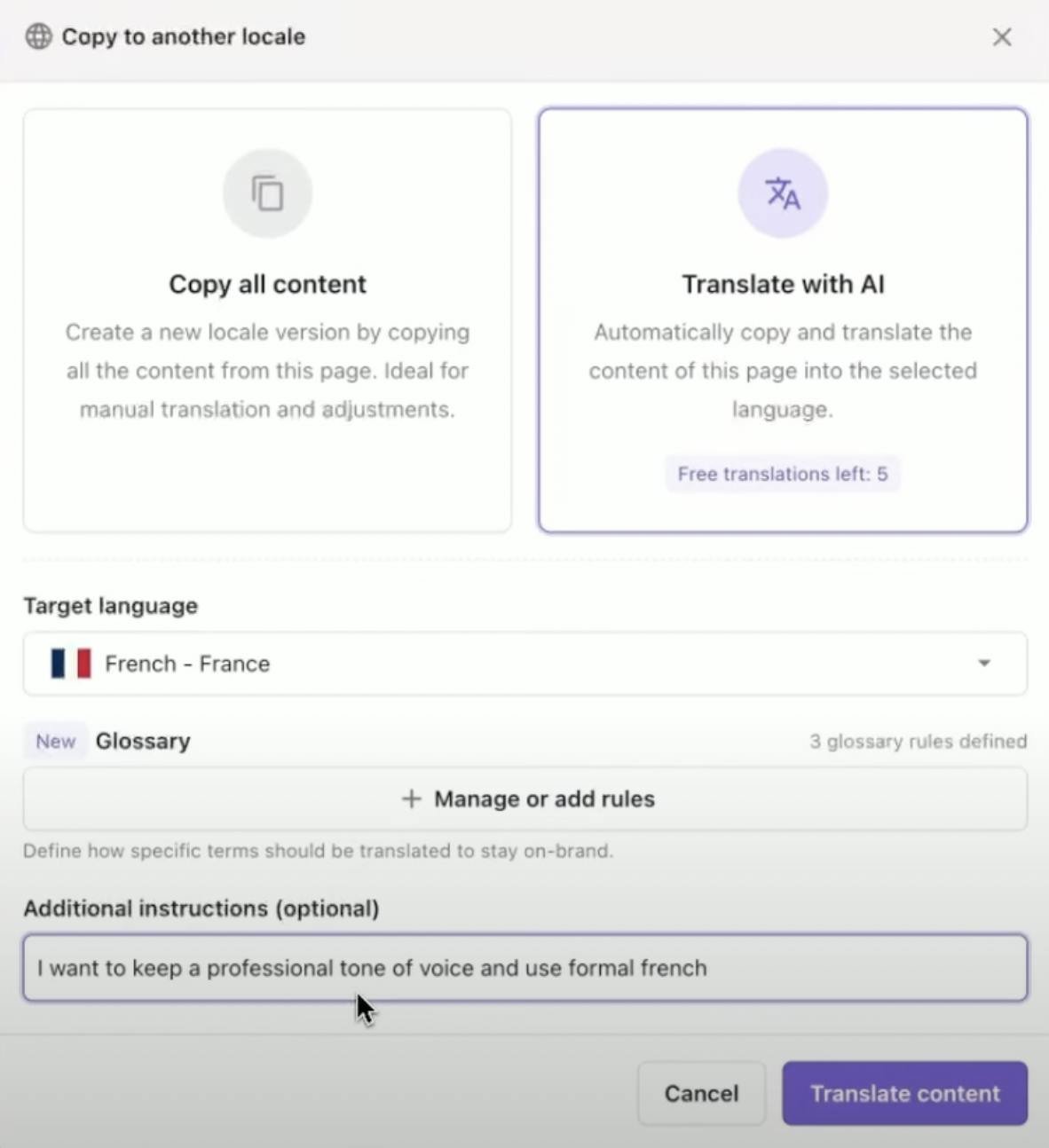 An image of tone and voice features of AI translation