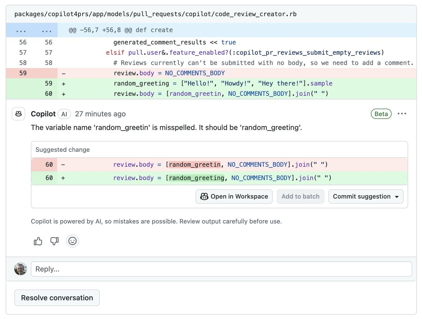 An image of GitHub Copilot Code Fixes