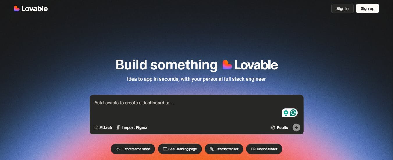 An image of Lovable website