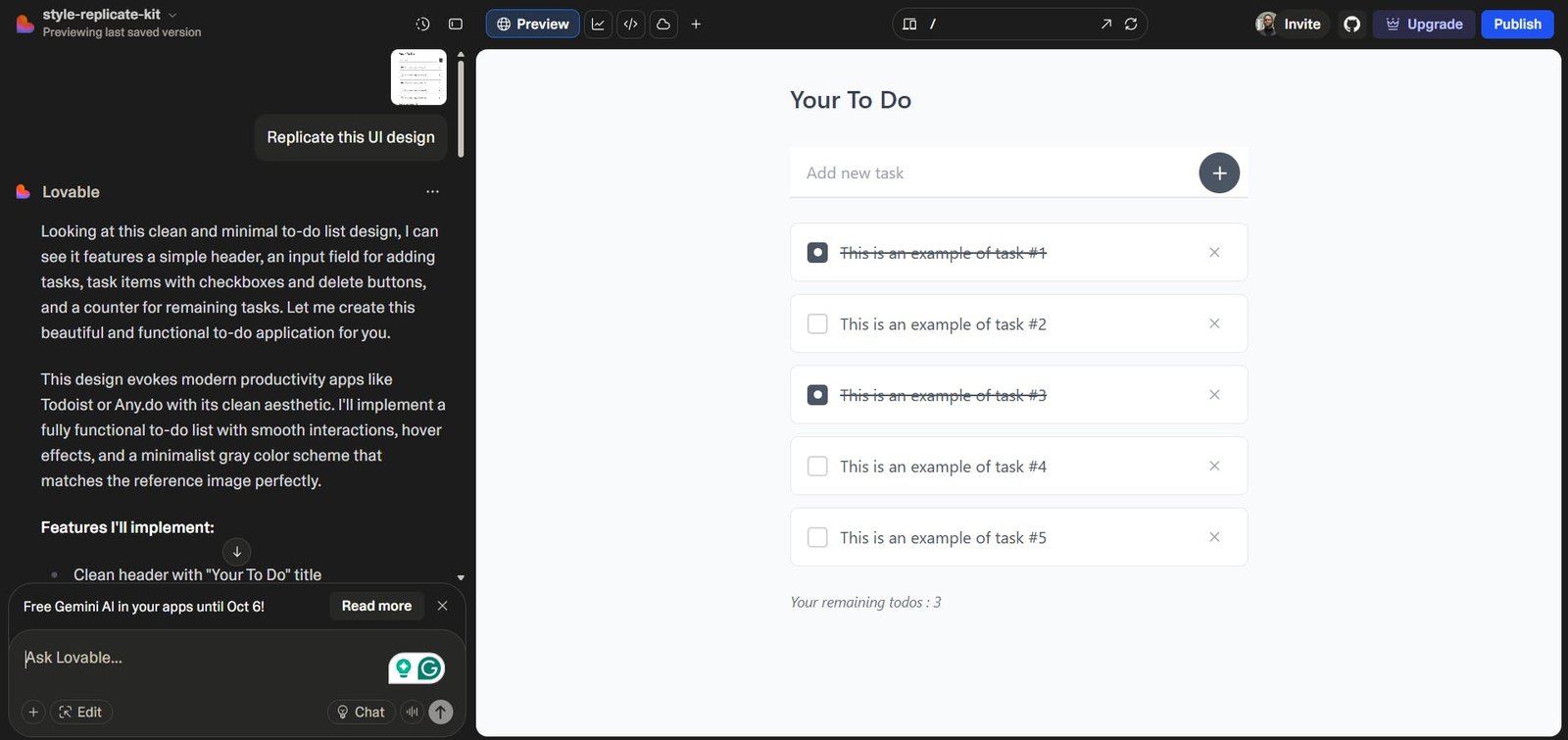 An image of Lovable built-in editor