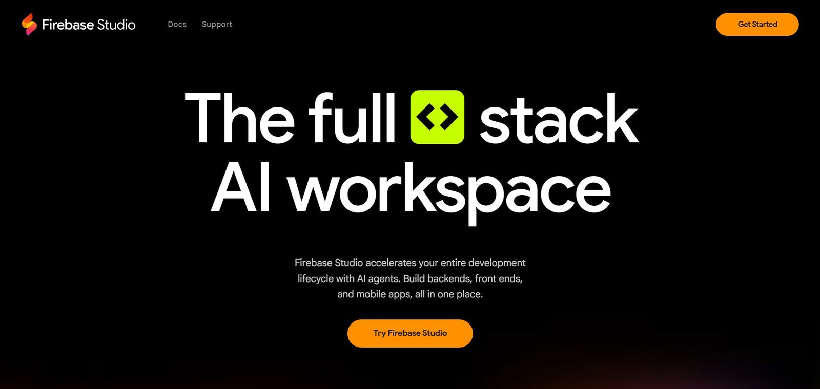 An image of Firebase Studio homepage